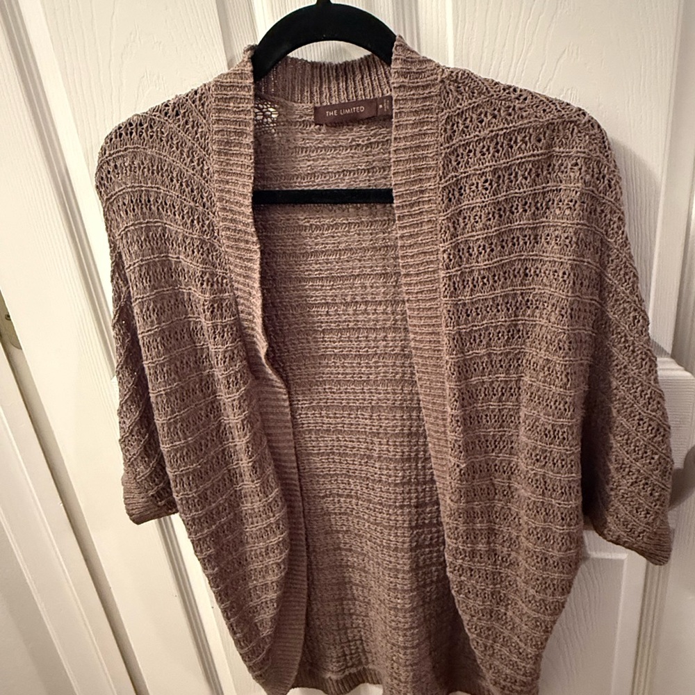 The Limited Brown Cardigan Sweater with Open Front Design